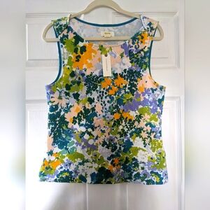 NEW WITH TAGS Anthropologie Blue Motif Abstract Floral Sleeveless Top | M